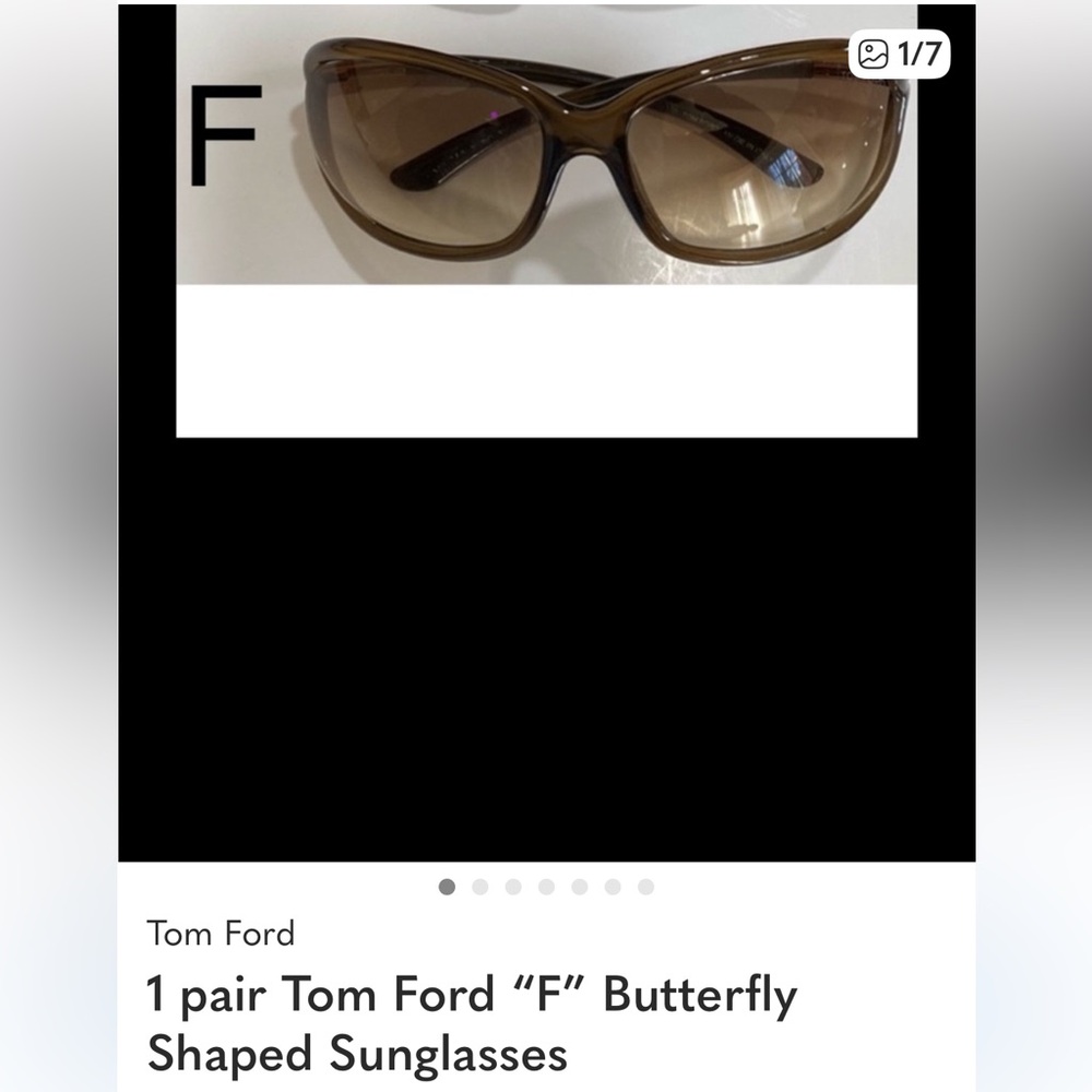 1 pair Tom Ford “F” Butterfly Shaped Sunglasses